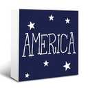 Patriotic American Wooden Box Sign Decor, Farmhouse Americana Art for Shelf Desk Living Room Entryway, 4th of July Home Accent Gift for Friends Family, 5x5 Inch