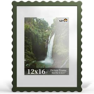 12x16 Wavy Picture Frame with Real Glass, Wall Mount, 12x16 in