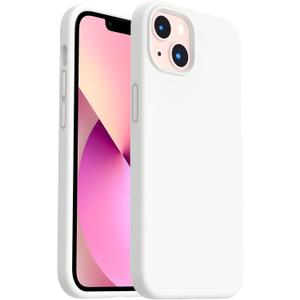 ORNARTO Shockproof Liquid Silicone Designed for iPhone 13 Case Gel Rubber Anti-Shock Cover Case Drop Protection 6.1inch-White