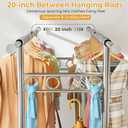 Heavy Duty Clothes Rack Load 960LBS, Three Rods Rolling Clothing Racks for Hanging Clothes, Rolling Garment Rack With Sturdy Wheels Shelves Hooks, Portable & Adjustable Commercial Garment Rack, Silver