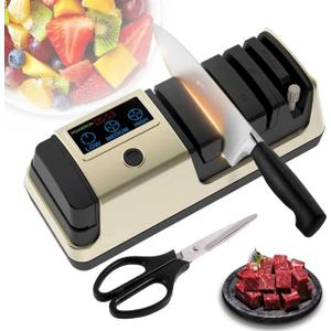 5-in-1 Electric Knife Sharpener for Kitchen Knives, Scissor Sharpener with 3-Speed & 100% Diamond Abrasives -Quickly Sharpening for Straight,Serrated,Cleaver Knives Mothers Day Kitchen Gifts for Mom