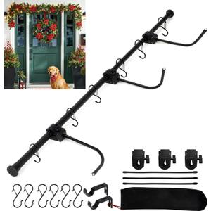 Reusable Garland Hanger for Front Door with 6 Hooks & Storage Bag, Garland Holder for Door Frame, Adjustable 31.5"- 80.3" for Double Door (31.5"- 80.3")