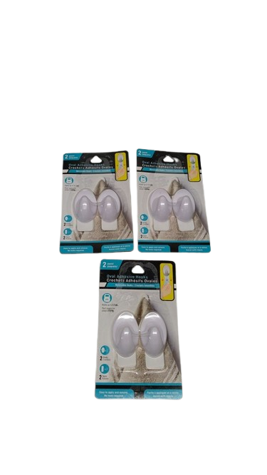 Oval Adhesive Hooks 3 Pack