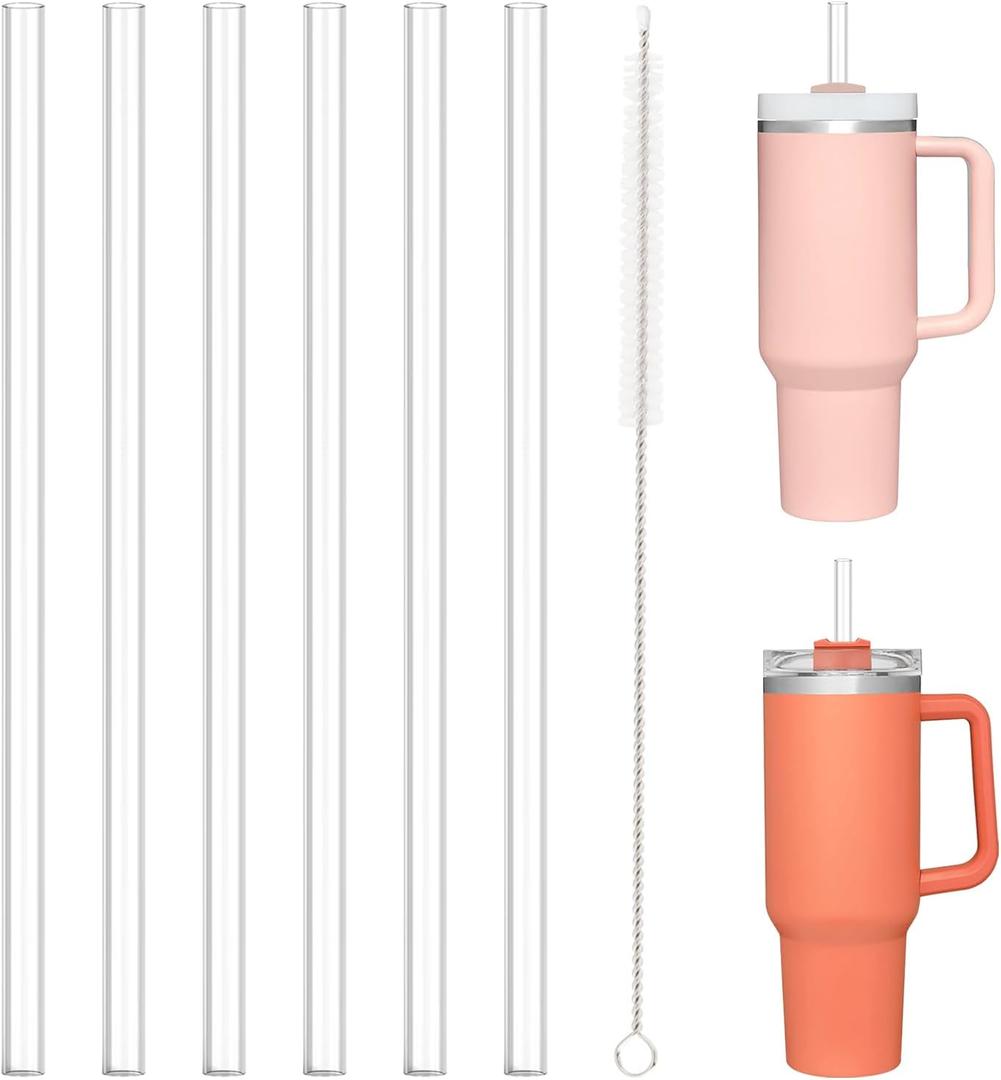 6 x Aillwith 6 PCS Replacement Straws for Stanley Cup 40 oz 30 oz 64 oz Tumbler, Reusable Drinking Straws with Cleaning Brush for Stanley Cup Accessorie, BPA Free, Dishwasher Safe