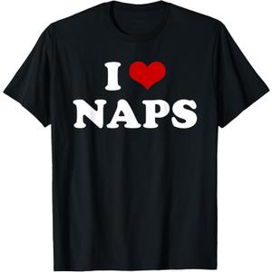 I Heart Naps I Love Napping Lazy Sleeping T-Shirt, Large