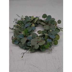 20" Eucalyptus Wreath, Year Round Wreaths for Front Door, Spring Summer Wreath with Green Faux Eucalyptus, All Seasons Evergreen Decor for Inside Farmhouse Festival Celebration Party