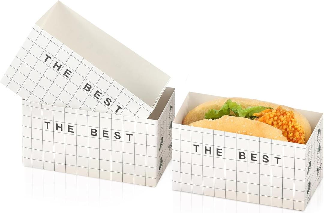 100 Pack Paper Sandwich Take Out Boxes Food Containers Sandwich Packaging Boxes for Toast, Donuts, Burgers