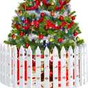 28 Pieces Christmas Tree Guard, 16inches Small Christmas Tree Fence for Dogs, White Plastic Traditional Around Xmas Gate, Ideal for Home Decoration, Wedding, Fairy Garden, Party