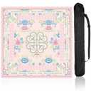 Mahjong Mat with 1 Carrying Bag 31.5" x 31.5" Noise Reduction Non-Slip American Mahjong Mat Multi Purpose Game Table Cover for Poker/Card/Dominoes/Board & Tile Games (Pink)