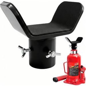 Adjustable Bottle Jack Adapter with Triple-Lock, Secure Wobble-Free Fit for 2T-12T Bottle Jacks, Heavy Duty 1/4" Steel Saddle for 3" & 4" Axle Tubes on RV, Truck, Trailer