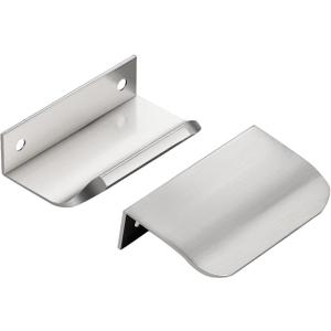 Ravinte Hardware 10 Pack Silver Cabinet Handles, 3 Inch (76mm) Finger Edge Pulls, 2 Inch Hole Center, Finger Pulls for Cabinets