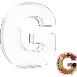 13.8" Extra Large Acrylic Letter Charcuterie Board Box, Reusable Fillable Letter Cake Candy Dish Display Serving Tray for Birthday Anniversary Party Decoration (G)