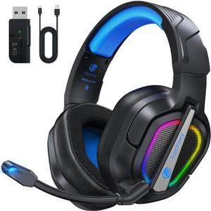 Fachixy FC200 Wireless Gaming Headset for PS5, PS4-2.4GHz USB Foldable Headphones with Mic - 3D Stereo Bluetooth Headset with 50Hrs Battery Life, for Switch, PC, Mac, Mobile