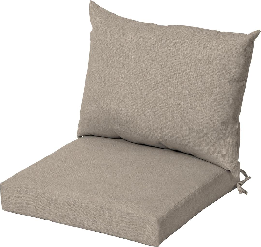 Arden Oceantex Outdoor Dining Chair Cushion Set, 21 x 38, Recycled Fabric, Rain-Proof, Fade Resistant Natural Tan