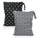 Mama Koala 2 Pack Wet Dry Bags on the Go, Swimming Pool, Beach, in Gym, Fitness Center, Natatorium, Polyester Waterproof Diaper Bag with 2 Pockets, Portable, Reusable, Machine Washable-12in/16in-019