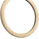 Microfiber Leather Steering Wheel Cover with Classic Embossing, Anti-Slip Breathable Auto Car Wheel Protector, Fit 15 Inch (Beige)