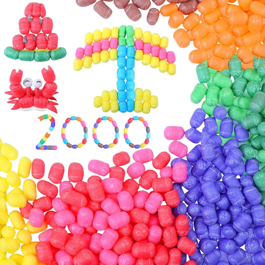 Junkin 2000 Pcs Magic Foam for Craft Bulk Puffs Corn Craft Kit for Preschool DIY Kindergarten School Stem Building Model Toys Stimulates Creativity Supplies Back to School, as pictures shown