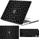Compatible with MacBook Air 13.6 inch Case 2022-2025 Release M4 A3240 M3 A3113 M2 A2681,Sturdy Protective Laptop Hard Shell &Keyboard Cover for MacBook Air 13 inch CaseBlack Leopard Cheetah