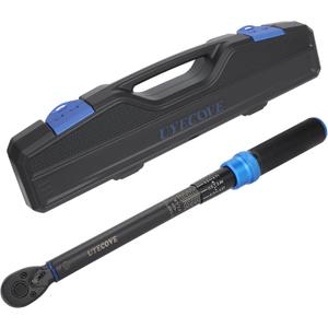 3/8-Inch Drive Click Torque Wrench, Dual-Direction Click Professional Torque Wrench 10-100FT.LB/13.6-135.6N.M, Dual Range Scales Graduated in FT.LB and N.M, Blue