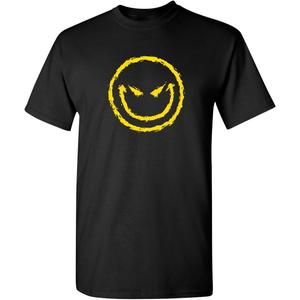 Evil Smile Face Funny Graphic Tee Bold Style for Men with Casual Men's Tee Shirt While Standing Out in Novelty T Shirts (3X-Large, Black)