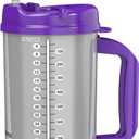 Mugs N Coffee 32 oz Travel Mugs Purple and Teal Hospital Mugs for Cold Drinks Double Wall, Large Handle BPA-Free, Leak-Resistant Includes Lids and Straws Made in USA