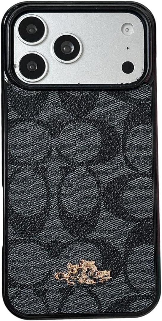 Phone Case for iPhone 17 Pro Max Case for Women Men,Luxury Monogram Design Classic Slim Shockproof Protective Cover Case,Compatible with iPhone 17 Pro Max 6.9(Black)