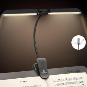 Vekkia 64 Led Rechargeable Music Stand Light - Folding Clip On Piano Lamp, Portable Professional with 5 Brightness3 Color Temperature for Grand Piano and Book Reading
