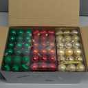 Shappy 216 Pcs Mini Christmas Ball Ornament 1.18 Inch Small Christmas Tree Decorations 6 Styles Shatterproof Xmas Ball with Hanging Loop for Holiday Party Wreath Xmas Tree(Red, Green, Gold)