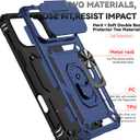 for iPhone 17 Pro Max Case, with Slide Camera Cover HD Screen Protector [Military Grade 16ft. Drop Tested] Ring Holder Kickstand Protective Phone Case for Apple iPhone 17 Pro Max, Navy Blue