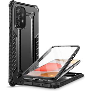 2 x Clayco Xenon Case for Samsung Galaxy A53 5G Case, [Built-in Screen Protector] Full-Body Rugged Cover Compatible with Fingerprint Reader, 6.4 inch 2022 Release Black