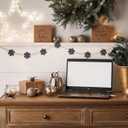 2 x DAZONGE Christmas Decorations, Felt Snowflake Garland and Wood Beads for Farmhouse Christmas Banner Decor, Wall, Shelf, and Holiday Decorations (Black)