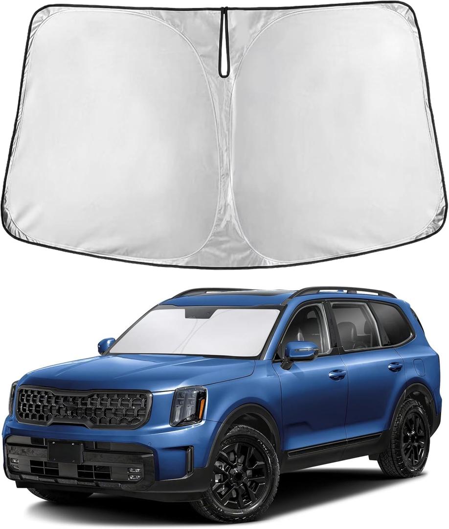 EcoNour Windshield Sunshade Compatible for Kia Telluride 2020-2023 2024 2025, Sun Visor for Front Windshield & Window Sun Shade Cover, UV Heat Blocker & Protector, Car Accessories
