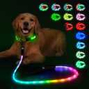 YFbrite 7 Ft Longest Light up Dog Leash with 15 Flashing Modes - Super Bright Waterproof LED Dog Leash for Medium Large Giant Dogs - Type-c Rechargeable Dogs Leashes Light (Multi-Color, 7FT (210cm))