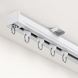 Curtain Track 6-9 ft Ceiling Curtain Track System Silent Heavy Duty Ceiling/Wall Mount Rail with 3 Types of Hooks and Clips Room Divider for Living Room, Bedroom, Bathroom (White)