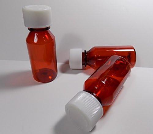 Graduated Ovals 1 Ounce Plastic Amber Medicine-Travel RX Bottles w/Caps-Perfect for Travel-Very Strong Sidewall and Secure-10 Pack-Pharmaceutical Grade Product