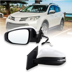 Right Passenger Side Mirror Fits 20132015 Toyota RAV4 with Power Heated Turn Signal and Manual Folding Without Blind Spot Match White Replace 879100R080 (7Pins)