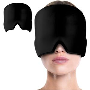 Migraine Relief Cap, Headache Relief Hat for Migraine Cap, Hot and Cold Therapy, Headache Eyes Mask for Stress Relief, Ice Pack Head Wrap for Sinus, Puffy Eyes, Tension,Black