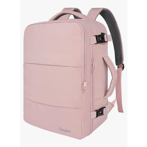 Taygeer Travel Backpack for Women, Carry On Backpack with USB Charging Port & Shoe Pouch, TSA 15.6inch Laptop Mochila Flight Approved, Nurse Bag Casual Daypack for Weekender Business Hiking, Pink