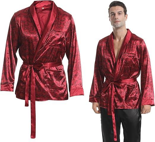 ATTBEA Halloween ThePajamaMan Costume for Unisex, Mogul Outfits Jacket Robe Coat and Black Silk Shirts size M