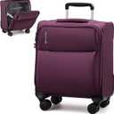Hanke 16 Inch Underseat Carry On Luggage with Spinner Wheels Airline Approved, Small Rolling Suitcase Softside Underseater Lightweight TSA Travel Roller Suitcase Carry-On Bag(Purple)
