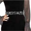 Tgirls Rhinestone Waistband Elastic Belt Crystal Wedding Sashes Belts Bling Wide Waist Belt Elegant Dress Belts (Large, Black)