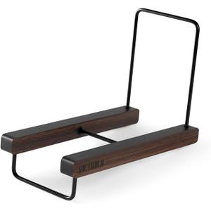 Victrola The Stand  Tabletop Vinyl Record Holder & Organizer - Holds 25+ Records, Smart Black Metal Accents, Easy No-Tool Assembly, Stylish Display for LPs (Espresso)