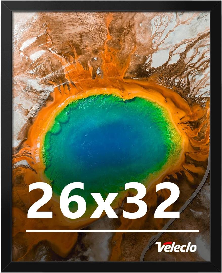 26x32 Picture Frame for Wall Display, 26x32 Black Picture Frame with Shatter Resistant Plexiglass, Stable and Sturdy 26 x 32 Poster Frame for Wall Display, Handpicked Gift Collection, 1 Pack