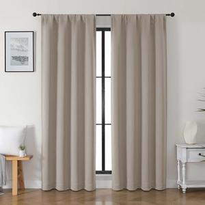 Gwine Stone Blackout Curtains for Bedroom 84 inches Long 2 Panels Set, Solid Noise Reducing Thermal Insulated Blackout Curtains for Living Room with Rod Pocket, Each 40" Wx84 L