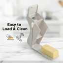 Butter Cutter Slicer and Dispenser, Measuring Dispenser and Keeper, One-Click Operation for Bread Cakes Cookies Breakfast, Food-Grade Plastic with Stainless Steel Blade, White