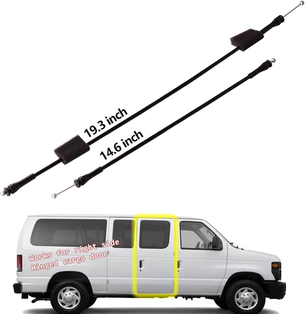 Side Door latch release cable compatible for Ford E150 E250 E350 E450 E550 van Super duty 1992-2014 Right side hinged cargo door replacement cable 6C2Z15264A00AB (2 pack)