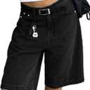 EMMIOL Women Jorts Baggy Jeans Jorts Outfits High Waisted Denim Y2K Shorts Summer Bermuda Shorts Streetwear (Black, XXL)
