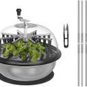 19 inch Bud Leaf Bowl Trimmer, Twisted Spin Cut for Flowers and Plants with 6 Sharp Stainless Steel Blades, Clear Visibility Dome, 6.5" Gardening Pruner Included