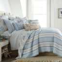 Levtex Home - Ipanema Quilt Set - King/Cal King Quilt + Two King Pillow Shams - Coastal - Blue, Taupe and Cream - Quilt Size (106x92in.) and Pillow Sham Size (36x20in.) - Reversible - Cotton Fabric
