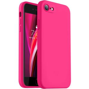 Vooii for iPhone SE Case 2022/3rd/2020,iPhone 8/7 Case, Upgraded Liquid Silicone with [Flat Edges] [Camera Protection] [Soft Anti-Scratch Microfiber Lining] Phone Case for iPhone SE - Hot Pink